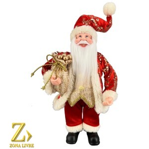PAPAI NOEL VERMELHO/DOURADO 30CM