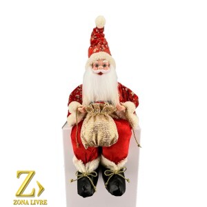PAPAI NOEL MUSICAL VERMELHO/DOURADO 40CM