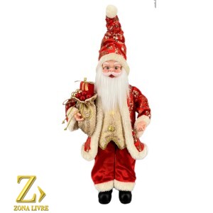 PAPAI NOEL VERMELHO/DOURADO 50CM