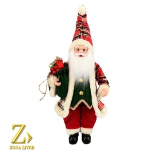 PAPAI NOEL VERMELHO/BRANCO XADREZ 50CM