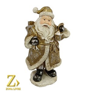 PAPAI NOEL DE RESINA 17CM DOURADO