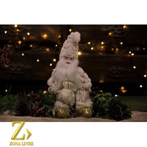PAPAI NOEL MUSICAL CREME/DOURADO 40CM