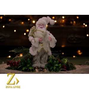 PAPAI NOEL CREME/DOURADO 30CM