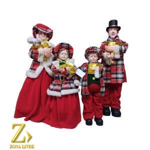 FAMILIA NATALINA BRANCO/VERMELHO 65CM