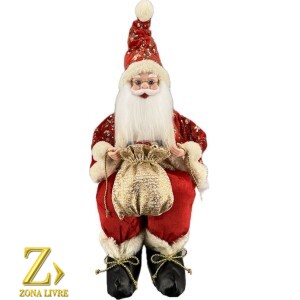 PAPAI NOEL MUSICAL VERMELHO/DOURADO 40CM