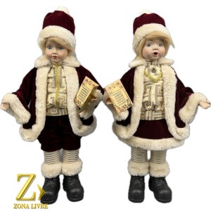 CRIANÇA NATALINA MUSICAL VINHO 43CM