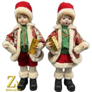 CRIANÇAS NATALINA VERMELHO / VERDE 43CM