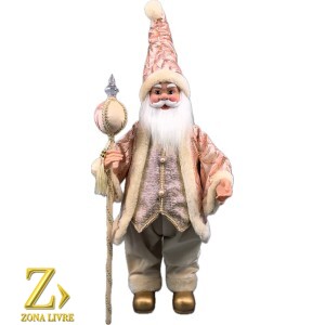 PAPAI NOEL MUSICAL PINK / GOLD 70CM