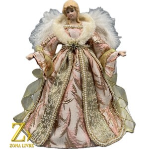 ANJO TOPO DE ARVORE PINK / GOLD 30CM