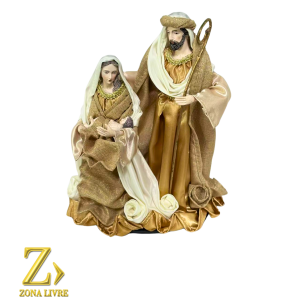 SAGRADA FAMILIA TECIDO BRANCO/DOURADO 25CM