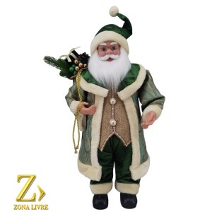 PAPAI NOEL MUSICAL GREEN/GOLD 70CM